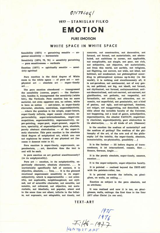 Emotion. Pure Emotion. White Space in White Space – Text-Art 

