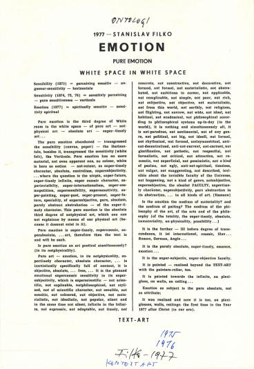 Emotion. Pure Emotion. White Space in White Space – Text-Art 


