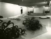 Milenko Matanović next to his works, Exhibition: Atelje '69. Matanović, Nez in Šalamun,
Modern ...