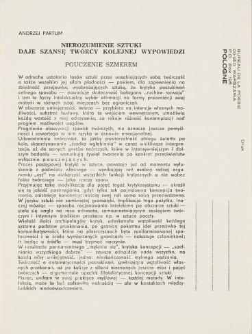 nieporozumienie sztuki daje szansę kolejnej wypowiedzi twórcy (Pouczenie szmerem)


