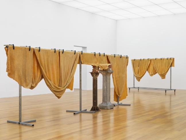 Monument of Cloth, detail, 2012; Monument of Cloth, study for metal casting, 1992, installation ...